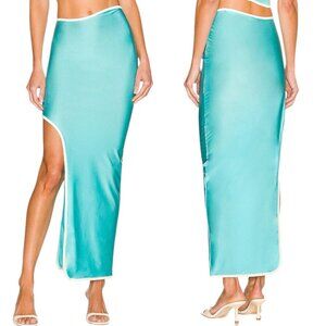 Baobab - Women’s ‘Mambo Puzzle’ Asymmetrical Satin Skirt in Foam Blue, X-Small